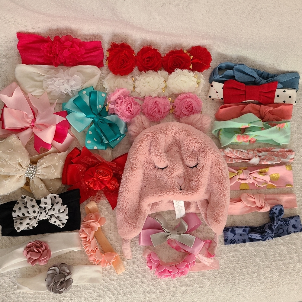 Bundle of baby's  headbands and beanie